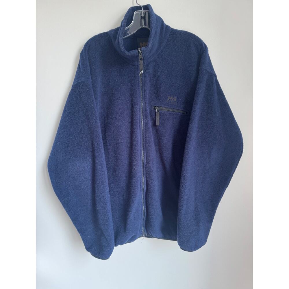 VTG Helly Hansen Full Zip Fleece Jacket Pockets Mock Neck USA Made